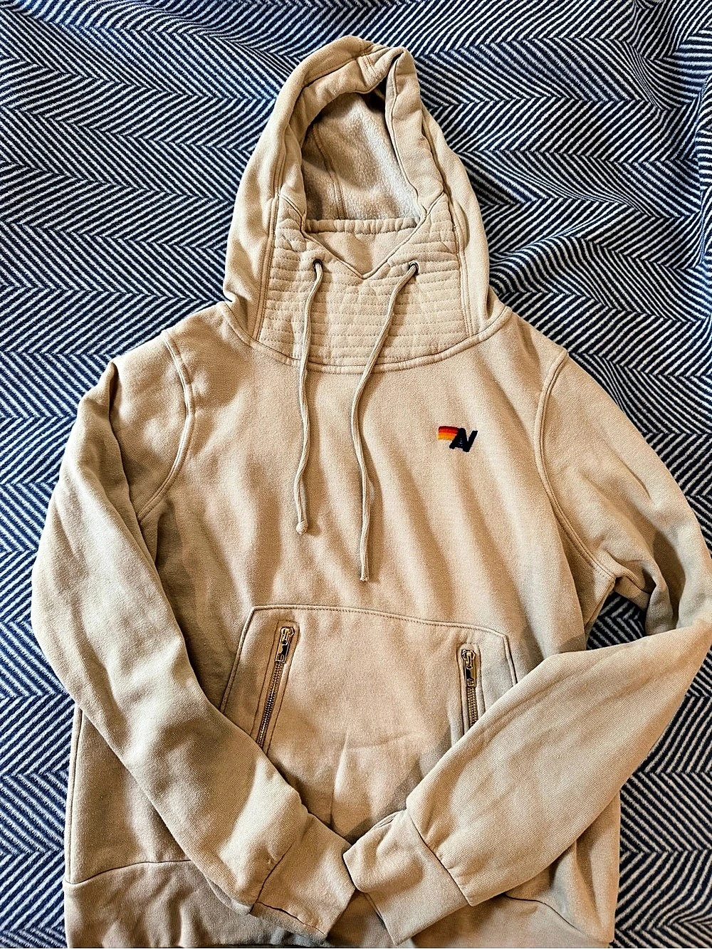 Aviator Nation Ninja Pullover Hoodie Beige Small